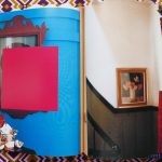 Offene Seiten des Nestmagazine blau uhr magenta quadrat